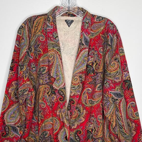 Vintage 80’s Baby O Paris Red Paisley Tapestry Blazer Coat Boho Chic medium - Picture 3 of 13